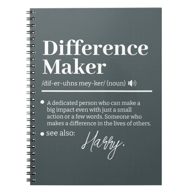 Caderno Espiral Fazedor de Diferença Personalizado, Presente de Ag (Frente)