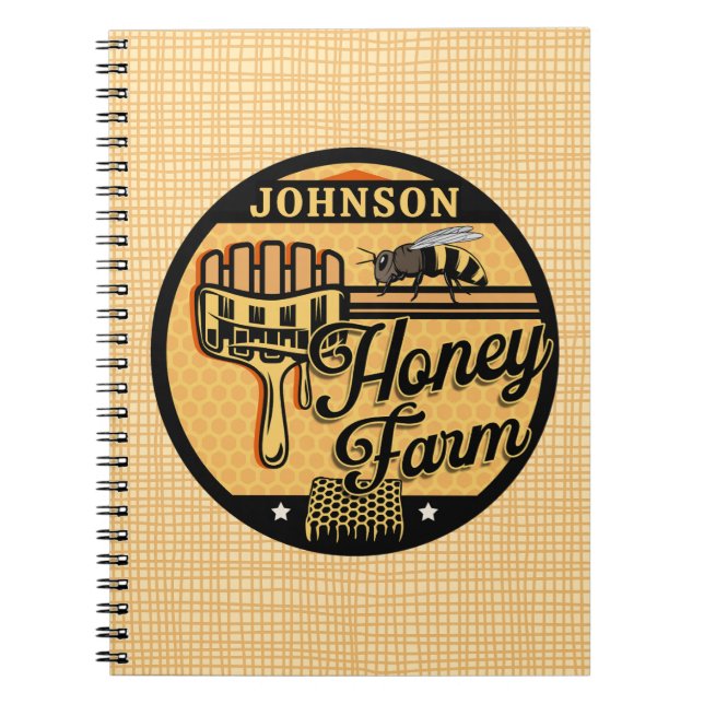 Caderno Espiral Fazenda de Abelhas Personalizada NOME Colmeia de A (Frente)