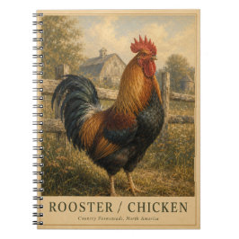 Caderno Espiral Fazenda de Galinha com Galo VINTAGE