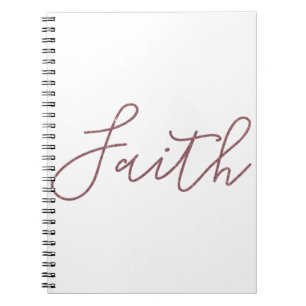 Caderno Espiral Fé em brilho dourado rosa