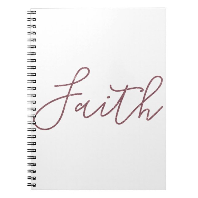 Caderno Espiral Fé em brilho dourado rosa (Frente)