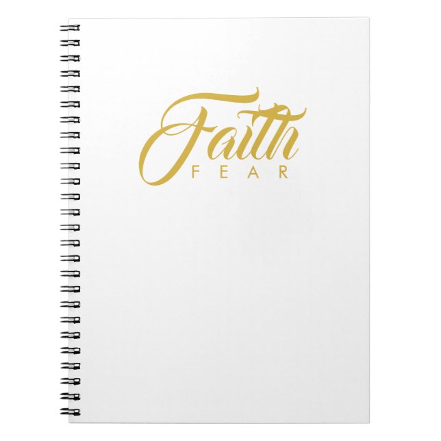 Caderno Espiral Fé sobre o medo Dourado e branco (Frente)