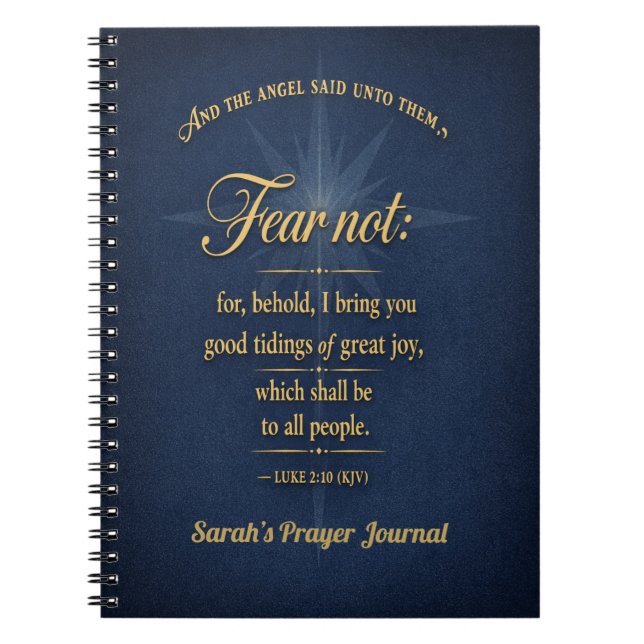 Caderno Espiral Fear Not Christmas 2026 Scripture Gold Typography (Frente)