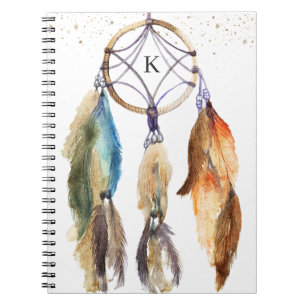 Caderno Espiral Feather Girly Dreamcatcher Elegante Personalizada