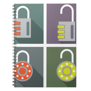 Caderno Espiral Fechado destravado cadeado