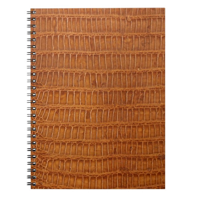 Caderno Espiral Fechamento da textura do couro de réptil crocodilo (Frente)