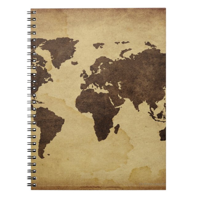 Caderno Espiral Fechar o mapa mundial antigo 3 (Frente)