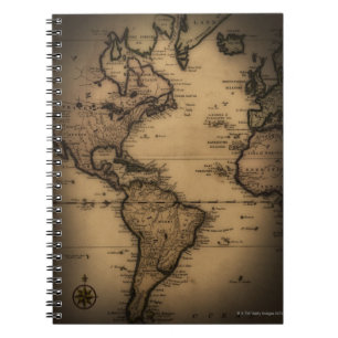 Caderno Espiral Feche acima do mapa do mundo antigo
