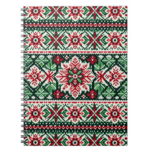 Caderno Espiral Feira de Natal/Inverno vermelha e verde