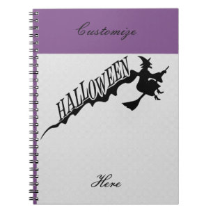 Caderno Espiral Feiticeira Assustadora Andando de Vassoura Hallowe