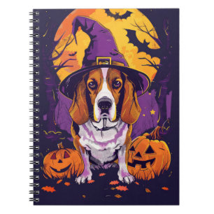 Caderno Espiral Feiticeira de Beagle Halloween e Abóbora