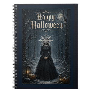 Caderno Espiral Feiticeira de Halloween à Meia-Noite Congelada