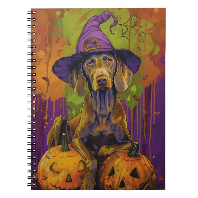 Caderno Espiral Feiticeira De Halloween E Abóbora De Cachorro Spoo (Frente)