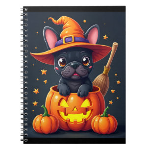 Caderno Espiral Feiticeira francesa Pumpkin Halloween Mens Mulhere