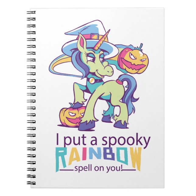Caderno Espiral Feiticeira Spookit Espell Halloween Unicorn (Frente)