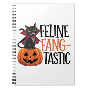 Caderno Espiral Feline Fang-tastic Halloween Vamire Cat Design