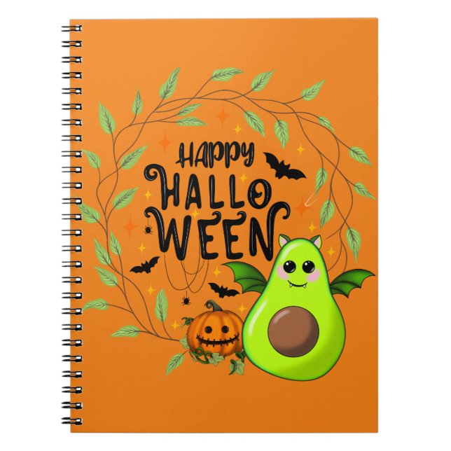 Caderno Espiral Feliz abacate de Halloween (Frente)
