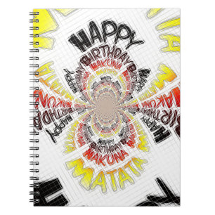 Caderno Espiral Feliz Aniversário, apenas Hakuna Matata dá Design