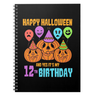 Caderno Espiral Feliz aniversário de 12 de Halloween