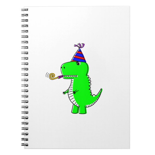 Caderno Espiral Feliz Aniversário Dinossauro Fofo (Frente)