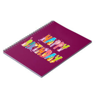 Caderno Espiral Feliz aniversário Engraçado Celebração do Dia do P