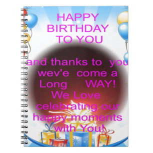 Caderno Espiral Feliz aniversário para você
