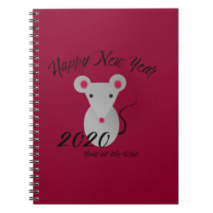 Caderno Espiral Feliz ano novo 2020 Ano do Rato
