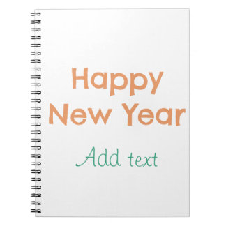 Caderno Espiral Feliz ano novo laranja verde nome data moderno ret