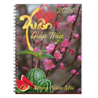Caderno Espiral Feliz ano novo Xuan Giap Thin 2024