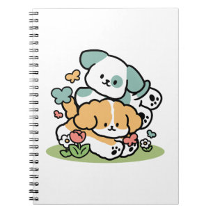 Caderno Espiral Feliz Cachorro A Cair Em Maio - Arte Canina Kawaii