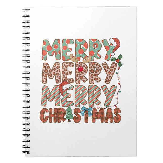 Caderno Espiral Feliz de Feliz de presente para Natal Feliz (Frente)
