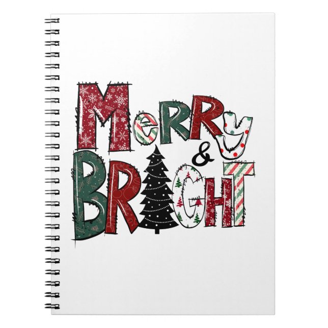Caderno Espiral Feliz De Presente E Bright Do Xmas (Frente)