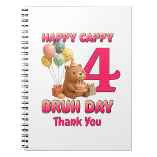 Caderno Espiral FELIZ DIA CAPIVARA Custom Capybara 4º Aniversário