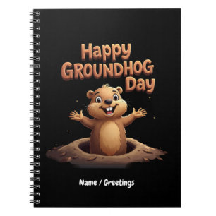 Caderno Espiral Feliz Dia da Marmota Celebra com Humor, Divertido