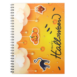Caderno Espiral Feliz Dia das Bruxas sobre as Nuvens