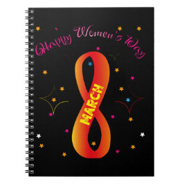 Caderno Espiral Feliz Dia das Mulheres 8 de março