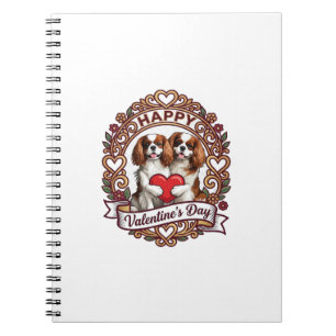Caderno Espiral Feliz Dia dos Namorados Cachorro Coração Vermelho