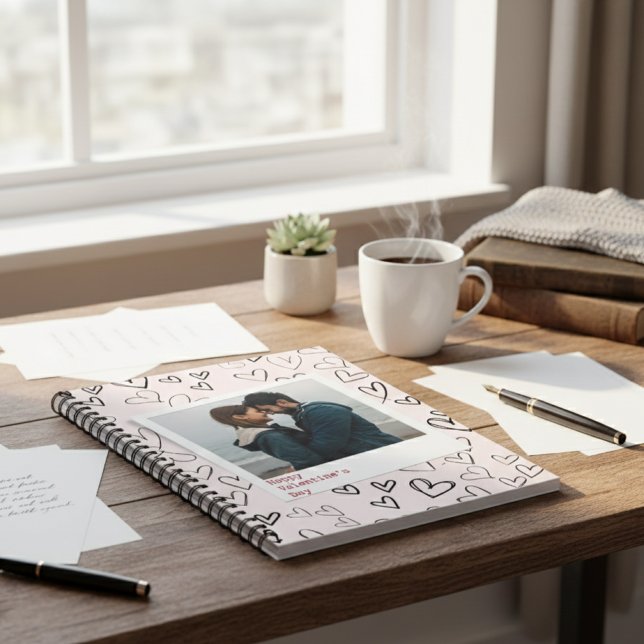 Caderno Espiral Feliz Dia dos Namorados Foto Romântica Na moda (Criador carregado)