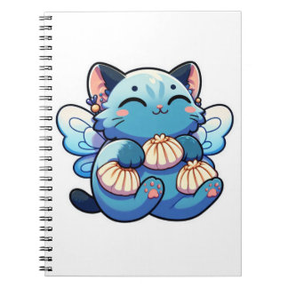 Caderno Espiral Feliz gato bonito com bolinhos