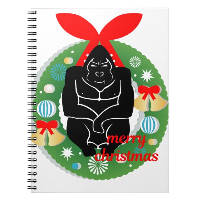 Caderno Espiral Feliz gorila de natal (Frente)
