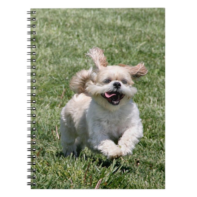 Caderno Espiral Feliz governando Shih Tzu (Frente)