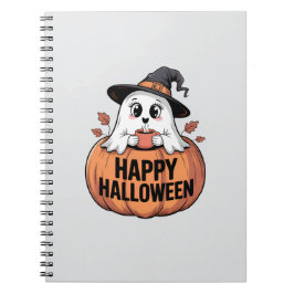 Caderno Espiral Feliz Halloween Caffeine Ghost