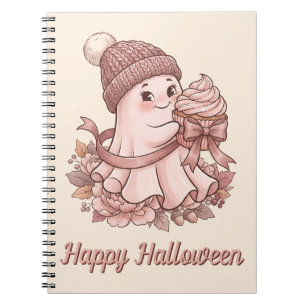 Caderno Espiral Feliz Halloween Cute Autumn Colheita Fantasma&Cupc