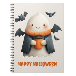 Caderno Espiral Feliz Halloween - Cute Ghost Design