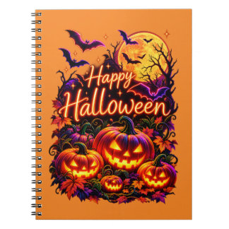 Caderno Espiral Feliz Halloween design escuro