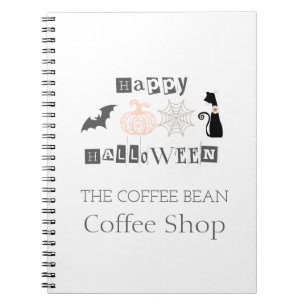 Caderno Espiral Feliz Halloween, Negócios de Cafés de Outono