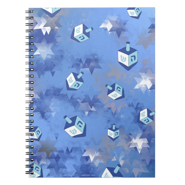 Caderno Espiral Feliz Hanukkah Challing Stars and Dreidels (Frente)