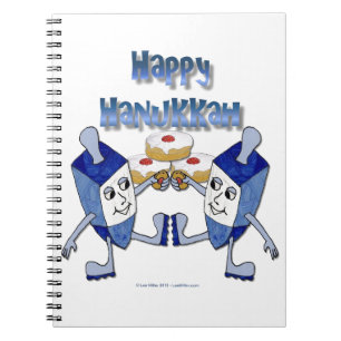 Caderno Espiral Feliz Hanukkah Dreidels Dançantes Donut de Geléia