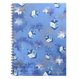 Caderno Espiral Feliz Hanukkah Falling Star e Dreidels