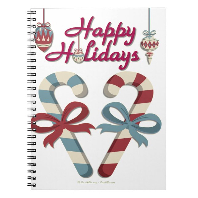 Caderno Espiral Feliz Holidays Candy Cane Heart (Frente)